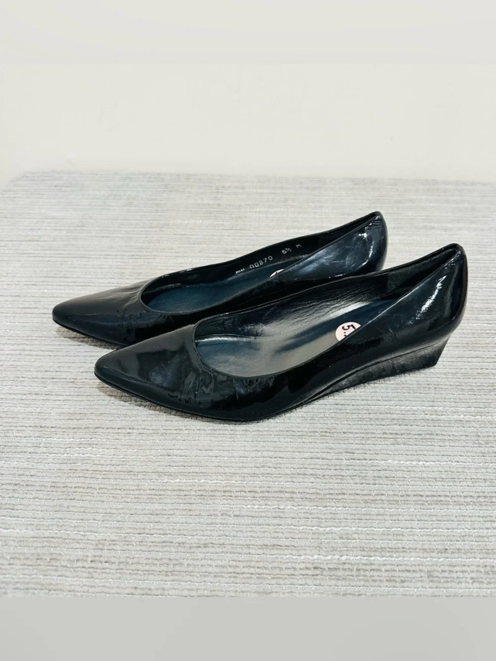 Stuart Weitzman Women’s Black Patent Leather Wedges Size 5,5 - Picture 3 of 11